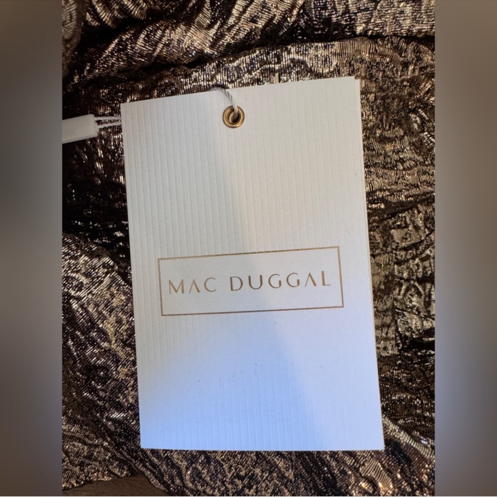 Mac Duggal Metallic Textured Dress- Gold - Picture 7 of 9